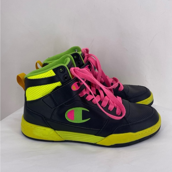Champion black high top sneakers with neon accents - Picture 1 of 3